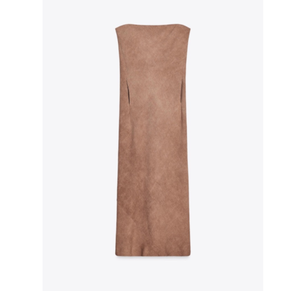 Elegant structured Brown Suede Dress